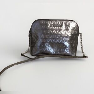 Michael Kors Ava Mini Crossbody Bag Silver Metallic Saffiano Leather NWOT